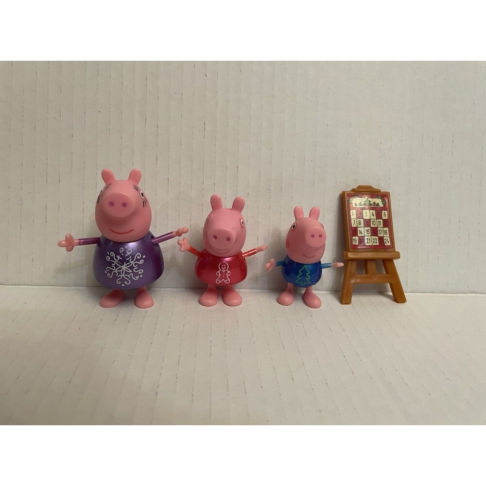 Peppa Pig Holiday Christmas Sweater Fun Figure Lot Set Of 3 George Mummy Advent